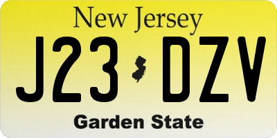 NJ license plate J23DZV