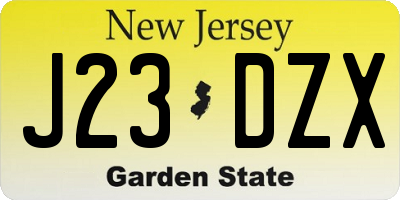 NJ license plate J23DZX