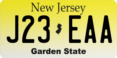 NJ license plate J23EAA