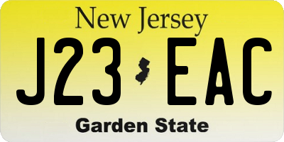 NJ license plate J23EAC