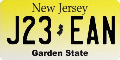 NJ license plate J23EAN