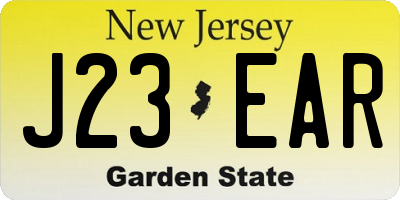 NJ license plate J23EAR