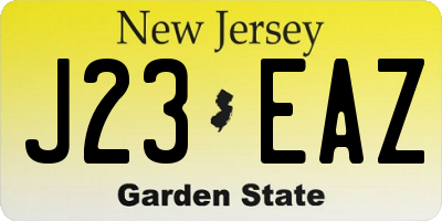 NJ license plate J23EAZ