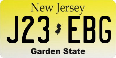 NJ license plate J23EBG