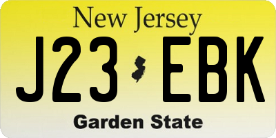 NJ license plate J23EBK