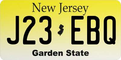 NJ license plate J23EBQ