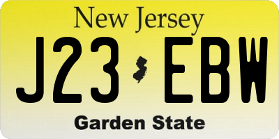 NJ license plate J23EBW