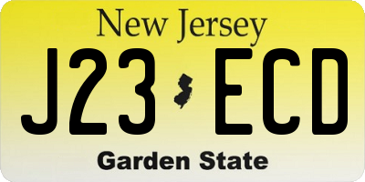 NJ license plate J23ECD