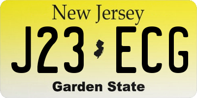 NJ license plate J23ECG