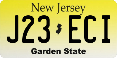 NJ license plate J23ECI