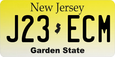 NJ license plate J23ECM