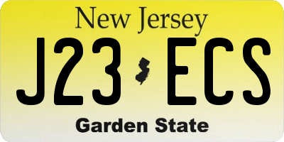 NJ license plate J23ECS