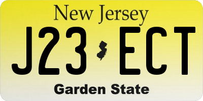 NJ license plate J23ECT
