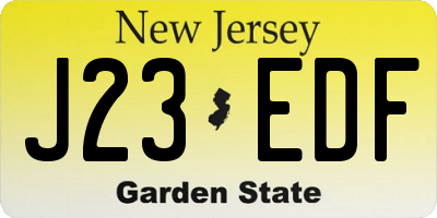 NJ license plate J23EDF