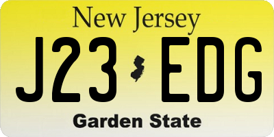NJ license plate J23EDG