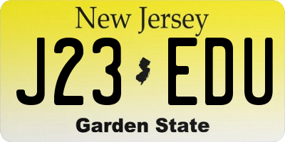 NJ license plate J23EDU