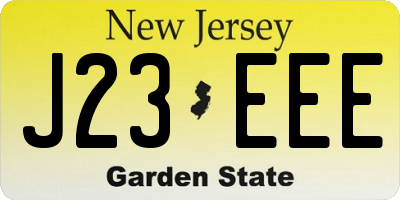NJ license plate J23EEE