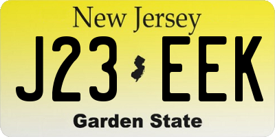 NJ license plate J23EEK