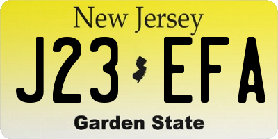 NJ license plate J23EFA