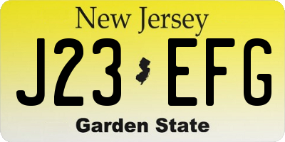 NJ license plate J23EFG