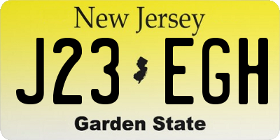 NJ license plate J23EGH