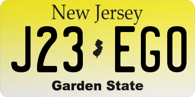 NJ license plate J23EGO