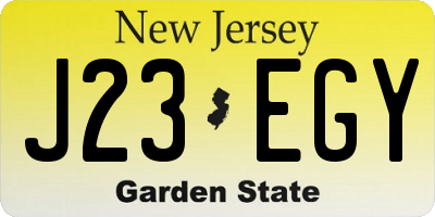 NJ license plate J23EGY