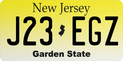 NJ license plate J23EGZ