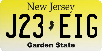 NJ license plate J23EIG