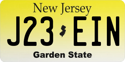 NJ license plate J23EIN