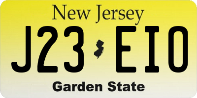 NJ license plate J23EIO