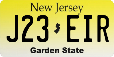 NJ license plate J23EIR