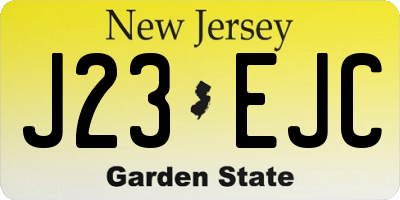 NJ license plate J23EJC