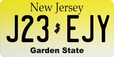 NJ license plate J23EJY