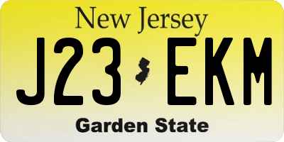 NJ license plate J23EKM