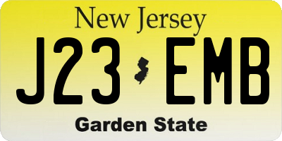 NJ license plate J23EMB