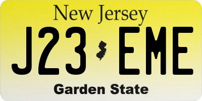 NJ license plate J23EME