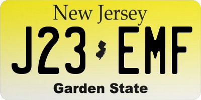 NJ license plate J23EMF