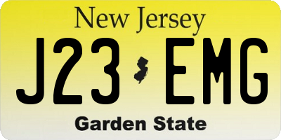 NJ license plate J23EMG