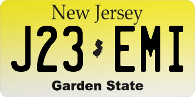 NJ license plate J23EMI