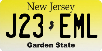 NJ license plate J23EML