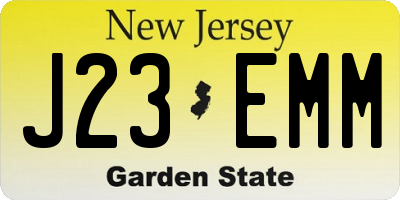 NJ license plate J23EMM