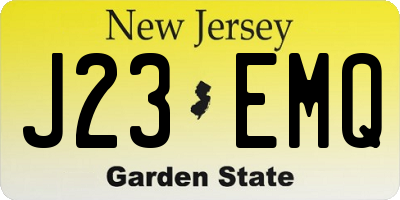 NJ license plate J23EMQ