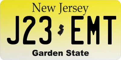 NJ license plate J23EMT