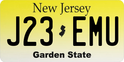 NJ license plate J23EMU
