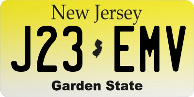 NJ license plate J23EMV