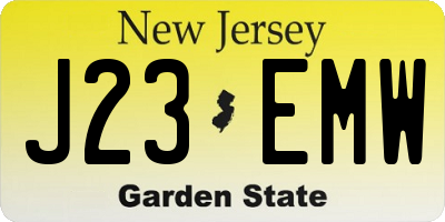 NJ license plate J23EMW