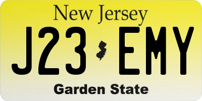 NJ license plate J23EMY