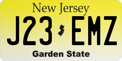 NJ license plate J23EMZ