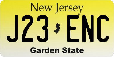 NJ license plate J23ENC